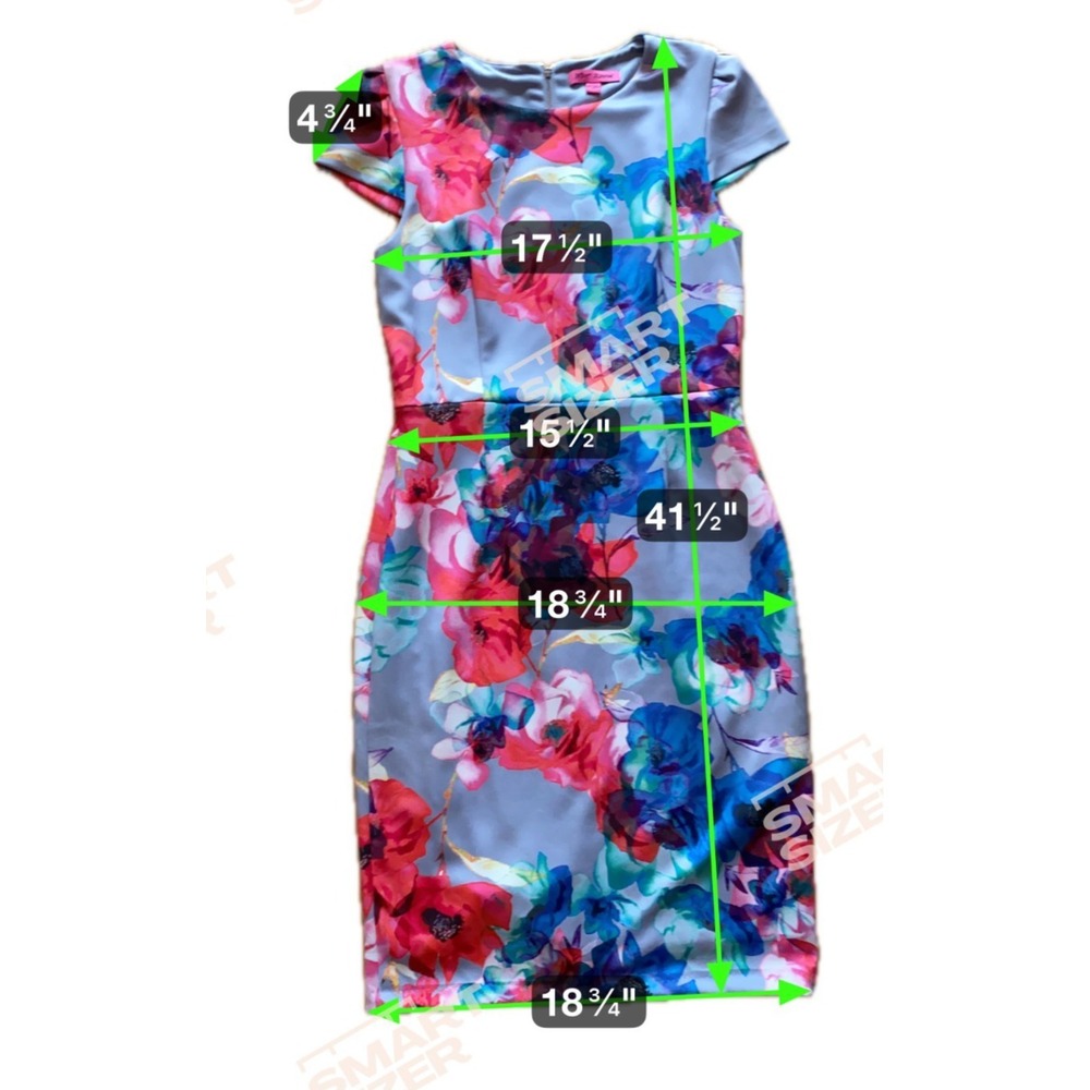 Betsey Johnson Floral Shift Dress Size 10‎ Cap Sleeve Gray Multicolor Retro - Picture 13 of 13